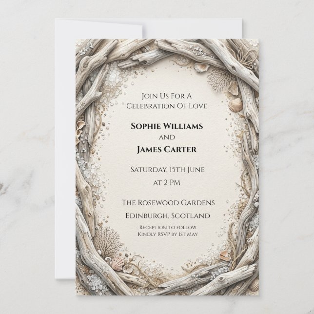 Convites Casamento de Madeira Rústica (Frente)