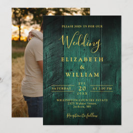 Convites Casamento de Madeira Rústica Boho Verde Esmeralda