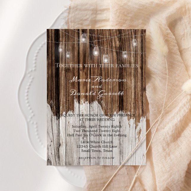 Convites Casamento de Madeira Rústica e Lanternas (Criador carregado)