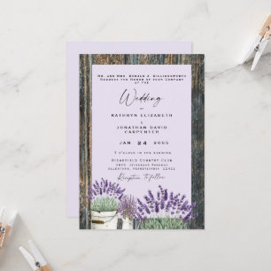 Convites Casamento de Madeira Rústica Lavanda Pálida