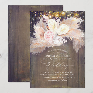Convites Casamento de Madeira Rústica Rústica Pampas Flor