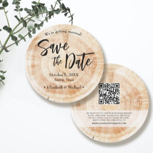 Convites Casamento de Madeira Rústica Save the date com sit