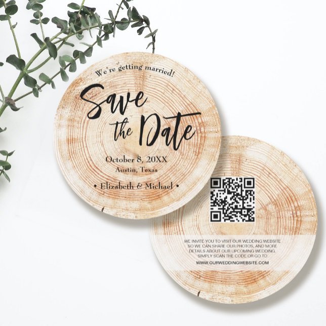 Convites Casamento de Madeira Rústica Save the date com sit (Criador carregado)