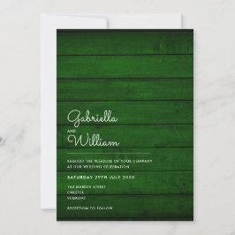 Convites Casamento de Madeira Simples Rústico Verde Esmeral
