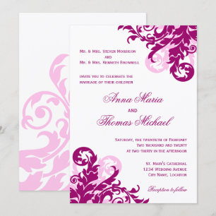 Convites Casamento de Magenta Flourish