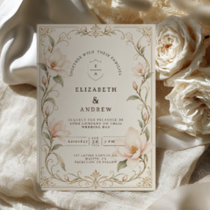 Convites Casamento de Magnólia Art Nouveau