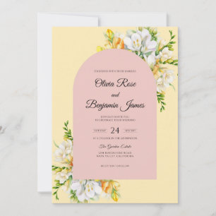 Convites Casamento de Magnólia Creme Malva