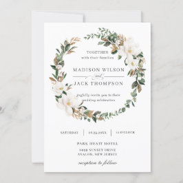 Convites Casamento de Magnolia Floral Greenery Wreath