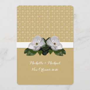 Convites Casamento de Magnolia Flower Fleur de Lis