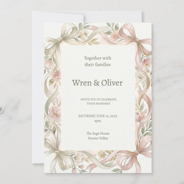 Convites Casamento de Magnólia Rosa (Frente)