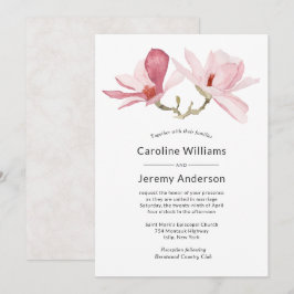 Convites Casamento de Magnolia Rosa-Cor-de-Água Elegante
