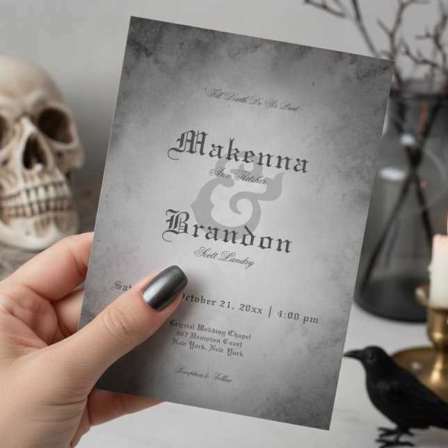 Convites Casamento de Mama Preto-Gótico Escuro (Criador carregado)