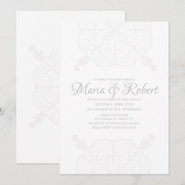 Convites Casamento de Mandala Art Boho minimo da Boêmia (Frente/Verso)