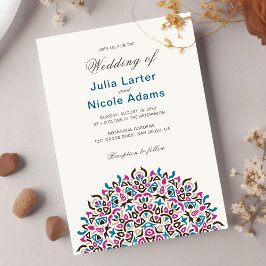 Convites Casamento de Mandala Geométrico de Lattice em Marr