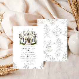 Convites Casamento de Maneira de Local de Watercolor da Igr