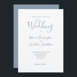 Convites Casamento de Manuscrito Azul Mínimo Dusty<br><div class="desc">Este cartão de convite para casamento,  simples e elegante,  apresenta um design moderno e mínimo tipográfico com um esquema de cor azul empoeirado. Pronto para personalizar com os detalhes do seu dia especial. Navegue no Conjunto de Casamentos de Script Moderno Azul Dusty para obter itens de papelaria correspondentes.</div>