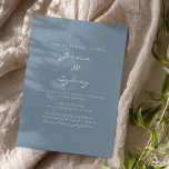 Convites Casamento de Manuscrito Azul Moderno Minimalista<br><div class="desc">Convite para Casamento de Script Azul Moderno Minimalista Dusty</div>
