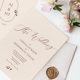 Convites Casamento de Manuscrito de Boho Terracotta Beige M