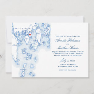 Convites Casamento de Mapa de Marinhos Boothbay Maine Bay R