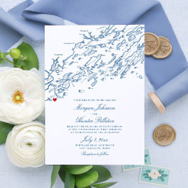 Convites Casamento de Mapa de Marinhos Elegante de Cape Eli
