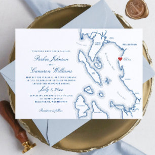Convites Casamento de Mapa do Schooner Zodiac Bellingham Ba
