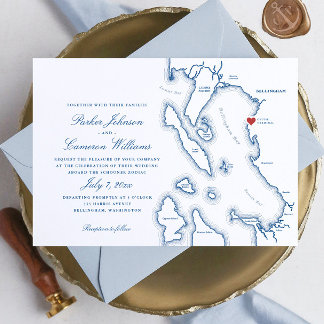 Convites Casamento de Mapa do Schooner Zodiac Bellingham Ba