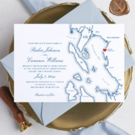 Convites Casamento de Mapa do Schooner Zodiac Bellingham Ba