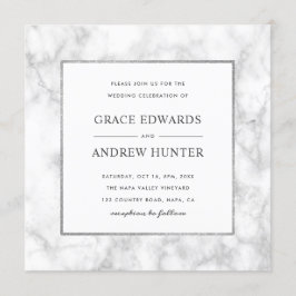 Convites Casamento de Marble Branco Moderno