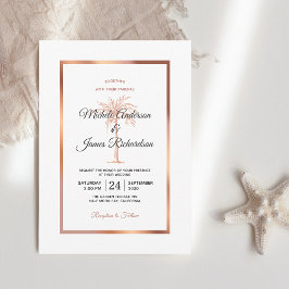 Convites Casamento de Marble da Árvore de Cobre Dourada Ele