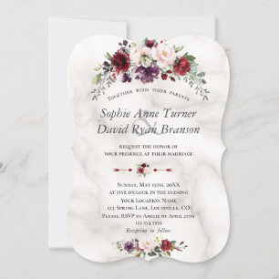 Convites Casamento de Marble das Flores de Blush da Waterco