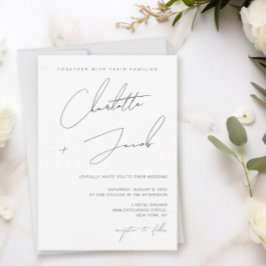 Convites Casamento de marfim minimalista com manuscrito leg