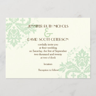 Convites Casamento de marfim, verde e legado