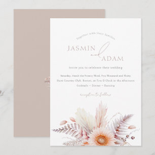 Convites Casamento de Margarida Boho Blush Pampas