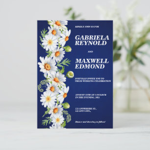 Convites Casamento de Margarida Branca Floral Personalizado