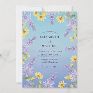 Convites Casamento de Margarida Eucalipto Azul-Miosótis
