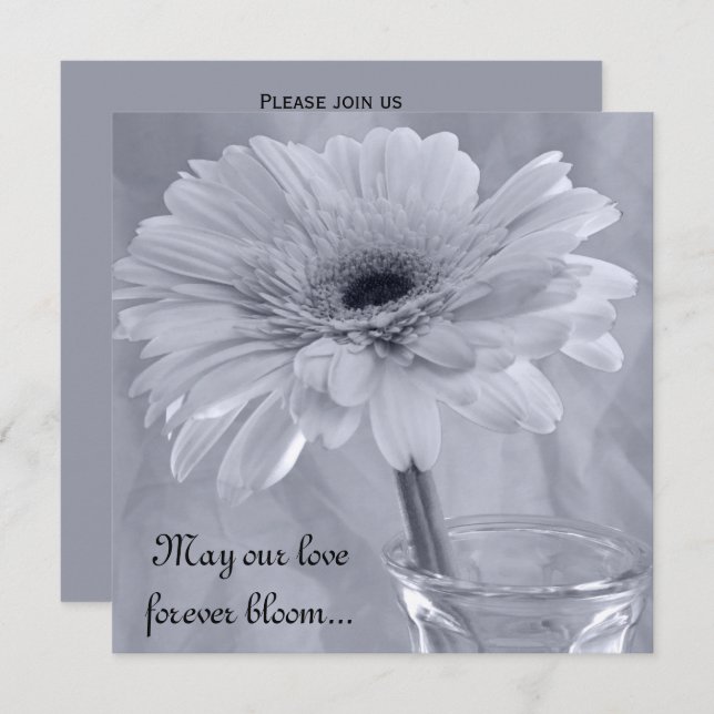 Convites Casamento de margarida pintada azul pálido (Frente/Verso)