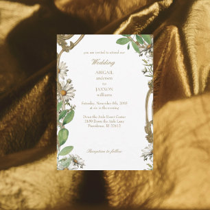Convites Casamento de Margaridas em Moldura Antiga