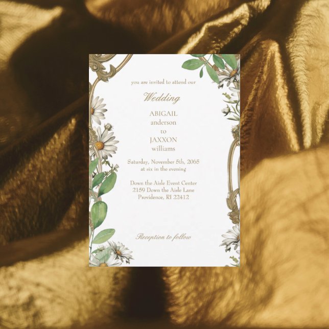 Convites Casamento de Margaridas em Moldura Antiga (Criador carregado)