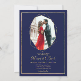 Convites Casamento de marinho azul de terrário com quadro d