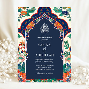 Convites Casamento de Marinho Azul-Muçulmano da Inlay Flora