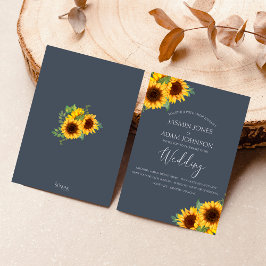 Convites Casamento de marinho Blue Sunflower Boho