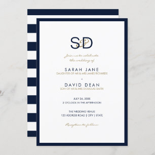 Convites Casamento de Marinho com de distribuição azul e b