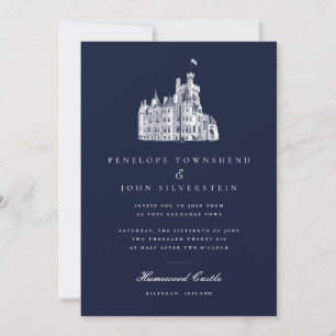 Convites Casamento de Marinho de Ilustração do Castelo de V