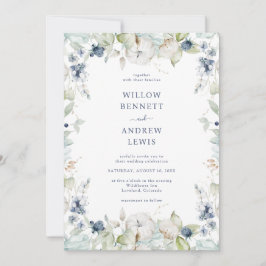 Convites Casamento de Marinho de Sage Botânica com Aquarela