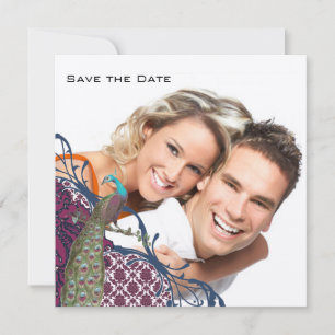 Convites Casamento de Marinho e Berry Berry Damask Elegante