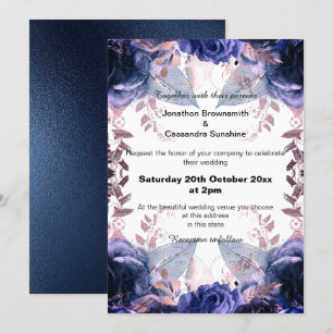 CONVITES CASAMENTO DE MARINHO FLORAL DE GLITTER DE ROPLE EL