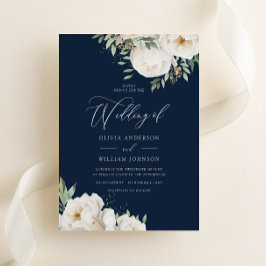 Convites Casamento de Marinho Floral Elegante White e Sage