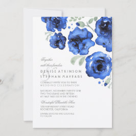 Convites Casamento de marinho - Rosas de Aquarela