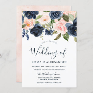 Convites Casamento de Marinhos das Flores de Água Rosa-Rosa