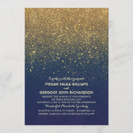 Convites Casamento de Marinhos Elegante com Glitter Dourado